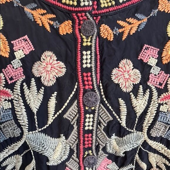 Johnny Was Alia Cupra Blue Multicolor Design Embroidered Poncho Boho Modern - Picture 8 of 16